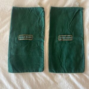 COLE  HAAN Drawstring Shoe Travel Bags - 7.5 x14.5 - Hunter Green (set of 2)